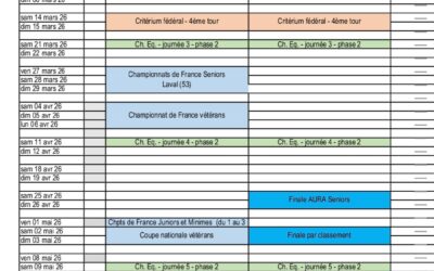 Calendrier saison 2025-2026