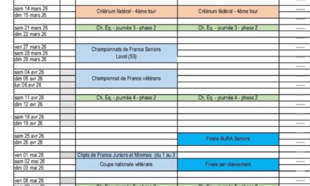 Calendrier saison 2025-2026